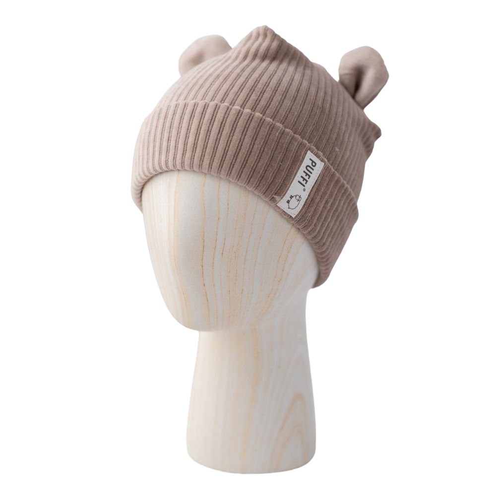 Beanie - MEDO pliš ribbed TAUPE - PUFFI