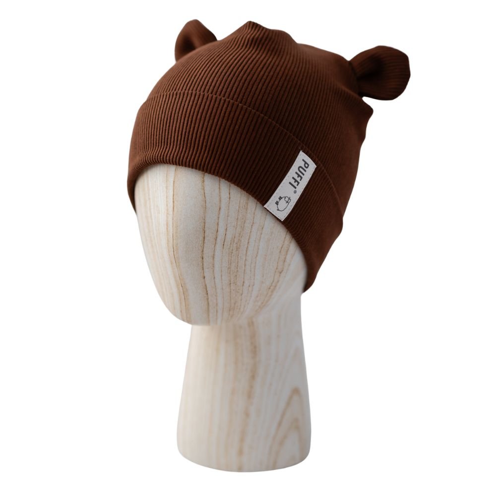 Beanie - MEDO Ribbed ČOKOLADA - PUFFI