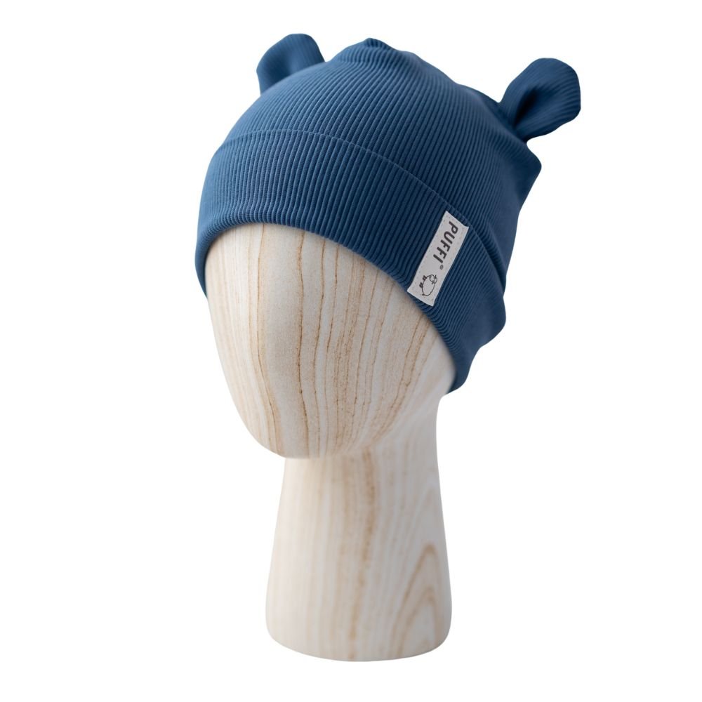 Beanie - MEDO Ribbed JEANS BLUE - PUFFI