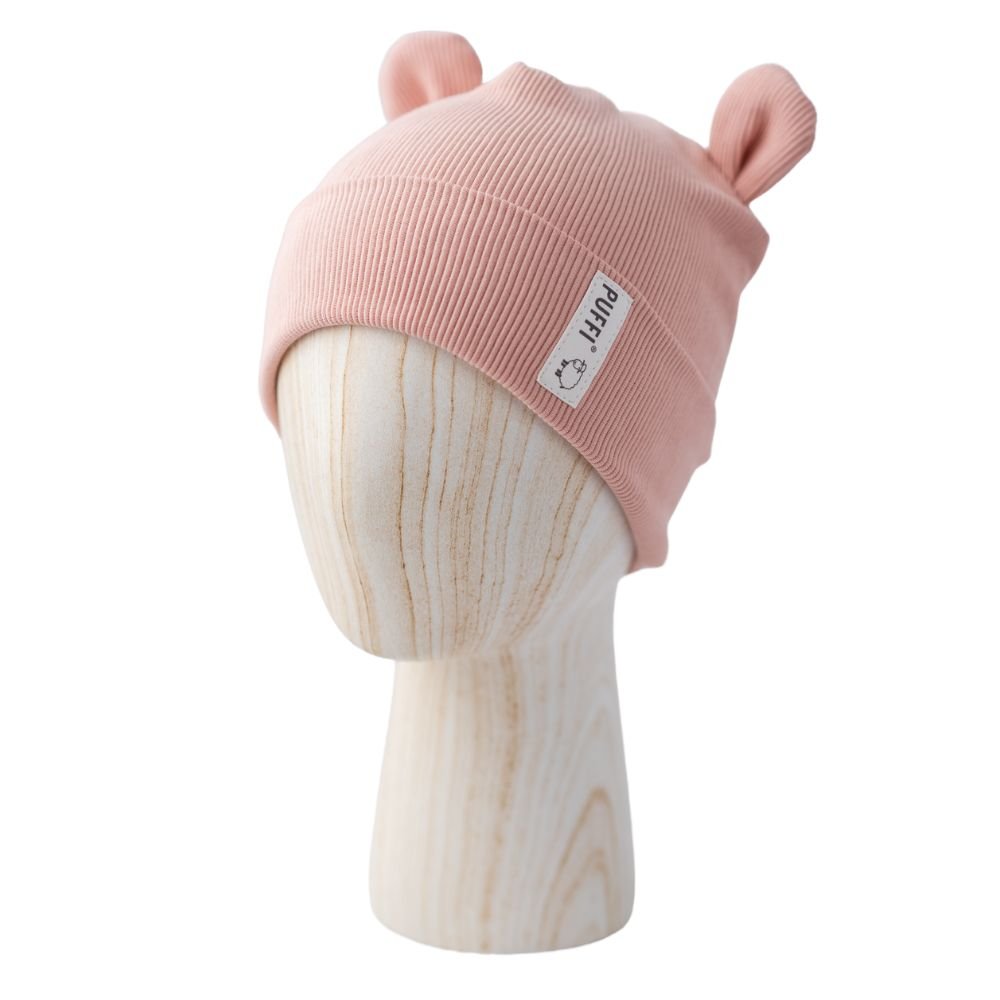 Beanie - MEDO Ribbed PUDER ROZA - PUFFI