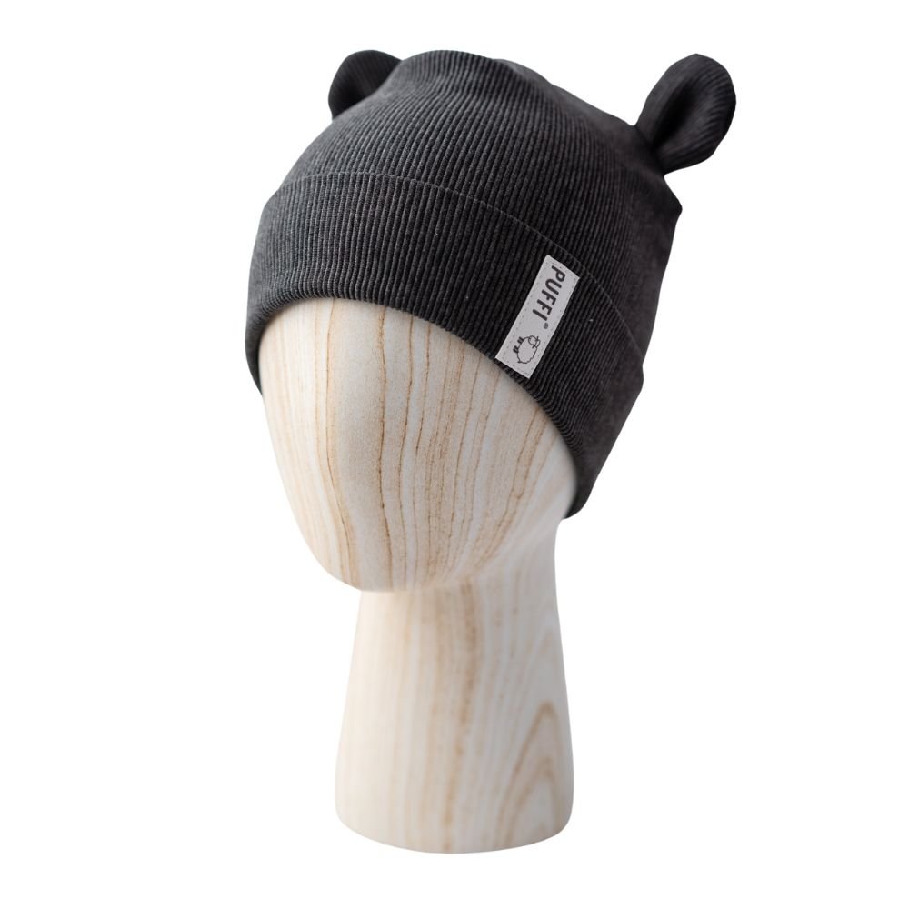 Beanie - MEDO Ribbed TEMNO SIVA - PUFFI