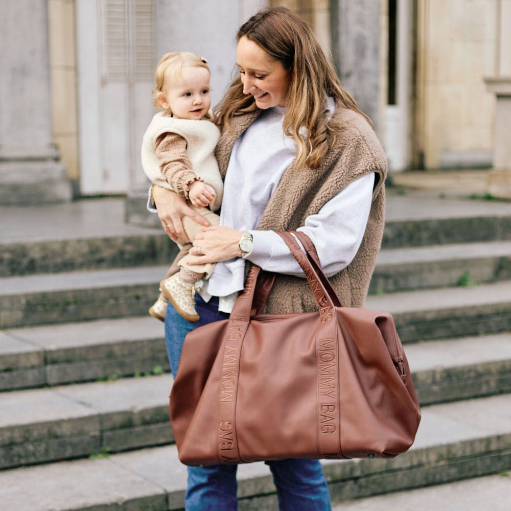 Childhome Torba Mommy Bag Signature Vegan Leather Dark Brown - PUFFI