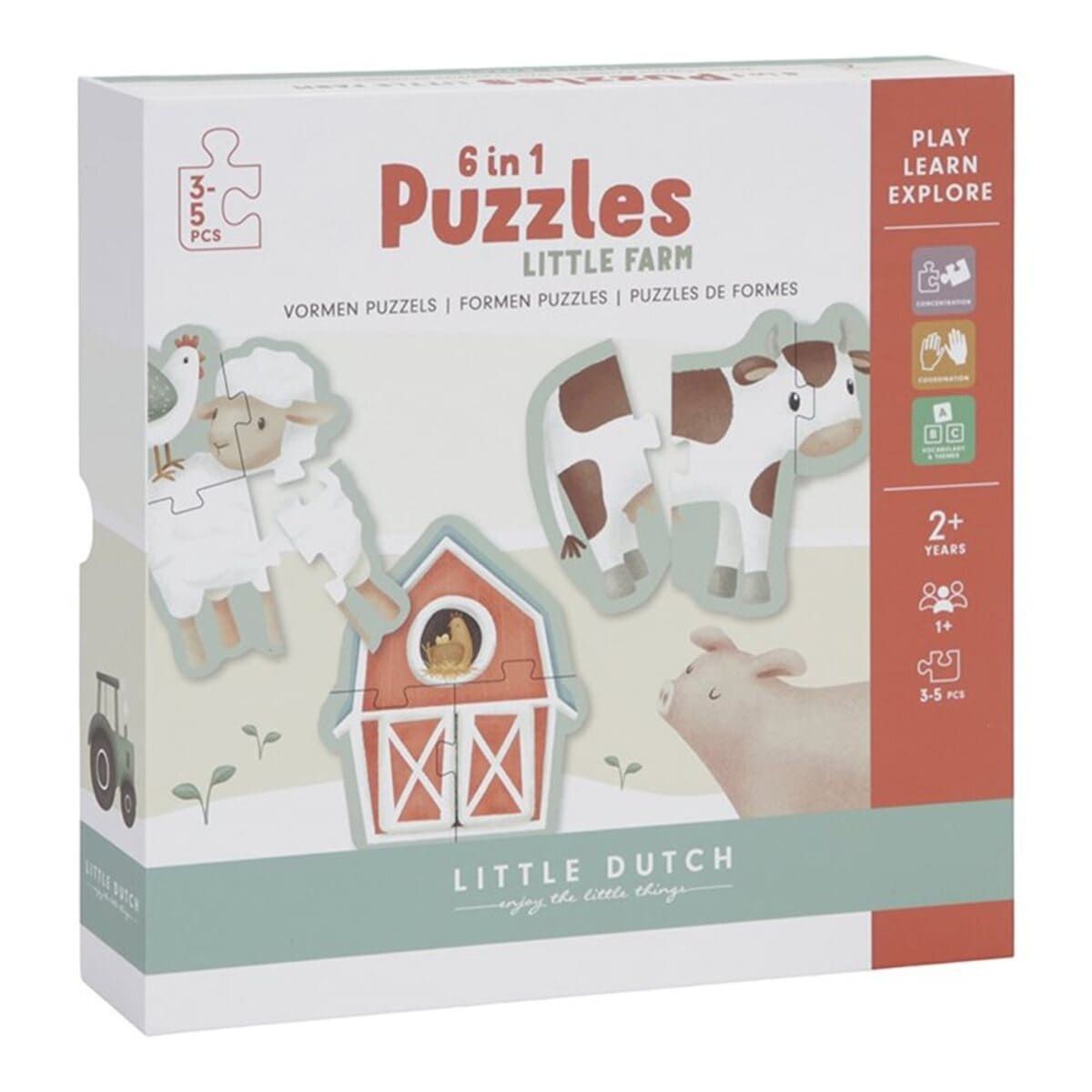 Little Dutch® Puzzle Little Farm 6v1 - PUFFI