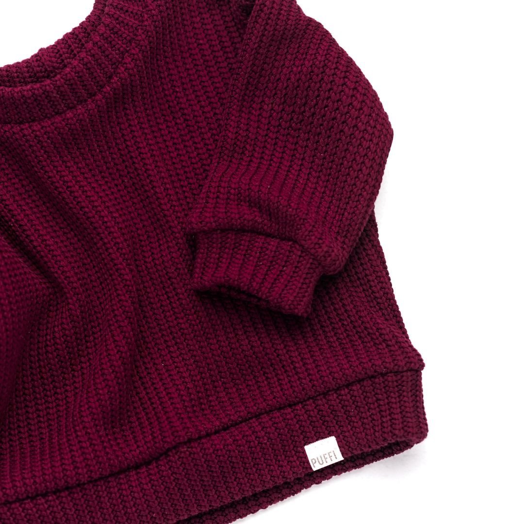 Odrasla Oversized Jopa - Cable Knit Bordeaux - PUFFI