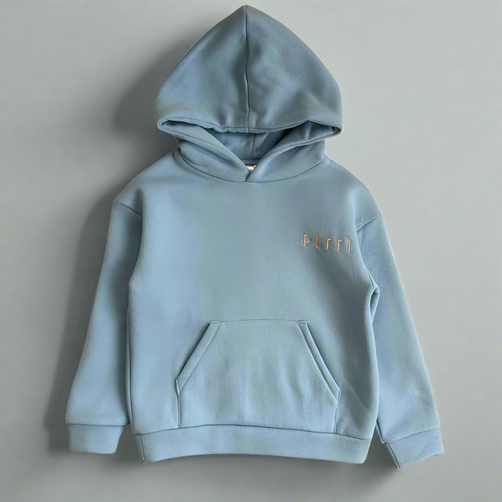 Otroška jopa - Hoodie debela BABY BLUE - PUFFI