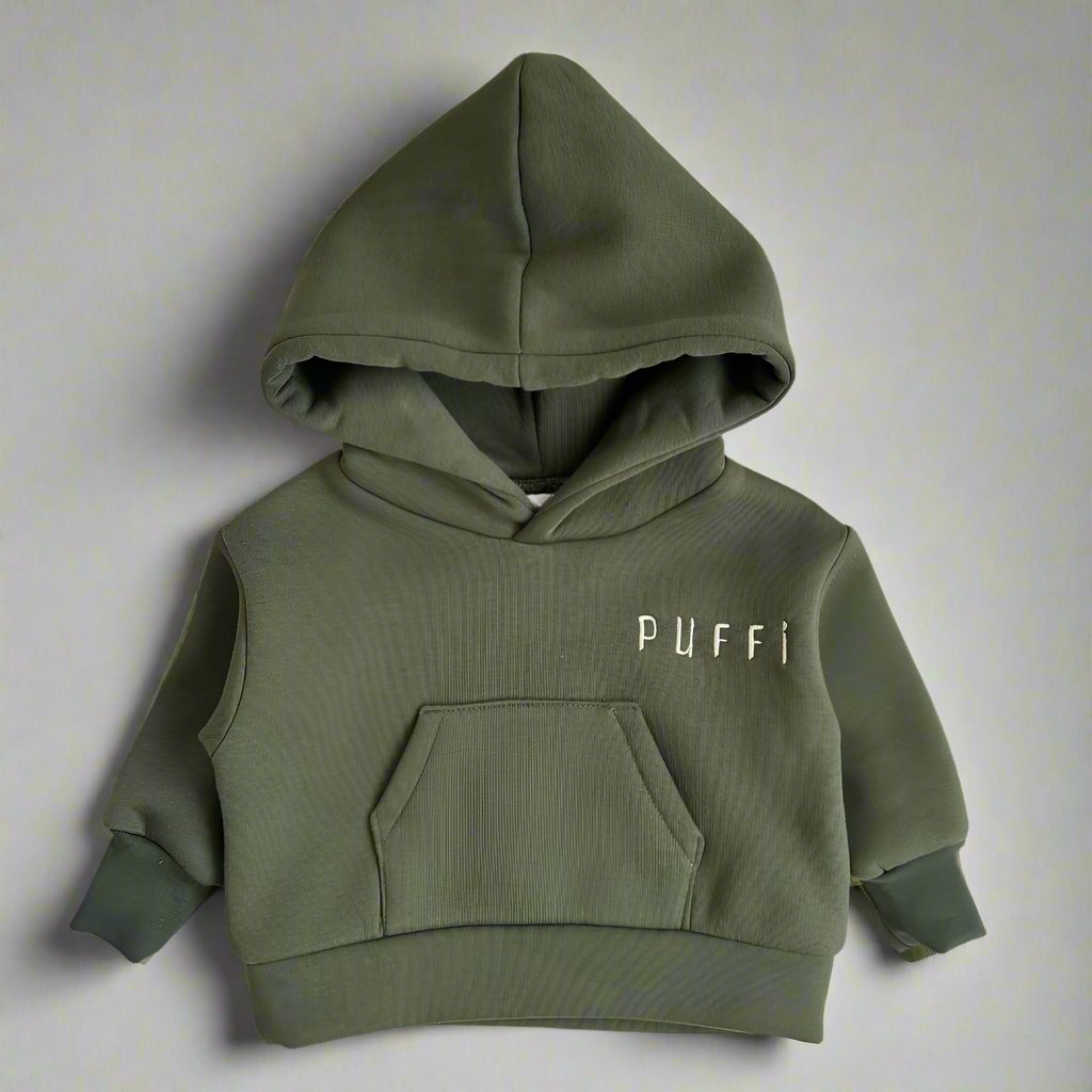 Otroška jopa - Hoodie debela GREEN - PUFFI