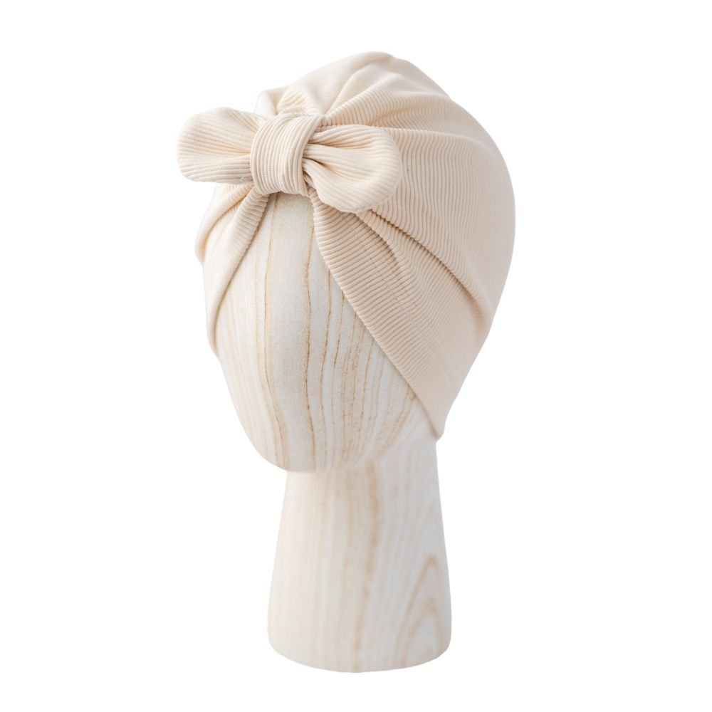 Turban - BOW ribbed Svetlo Bež - PUFFI