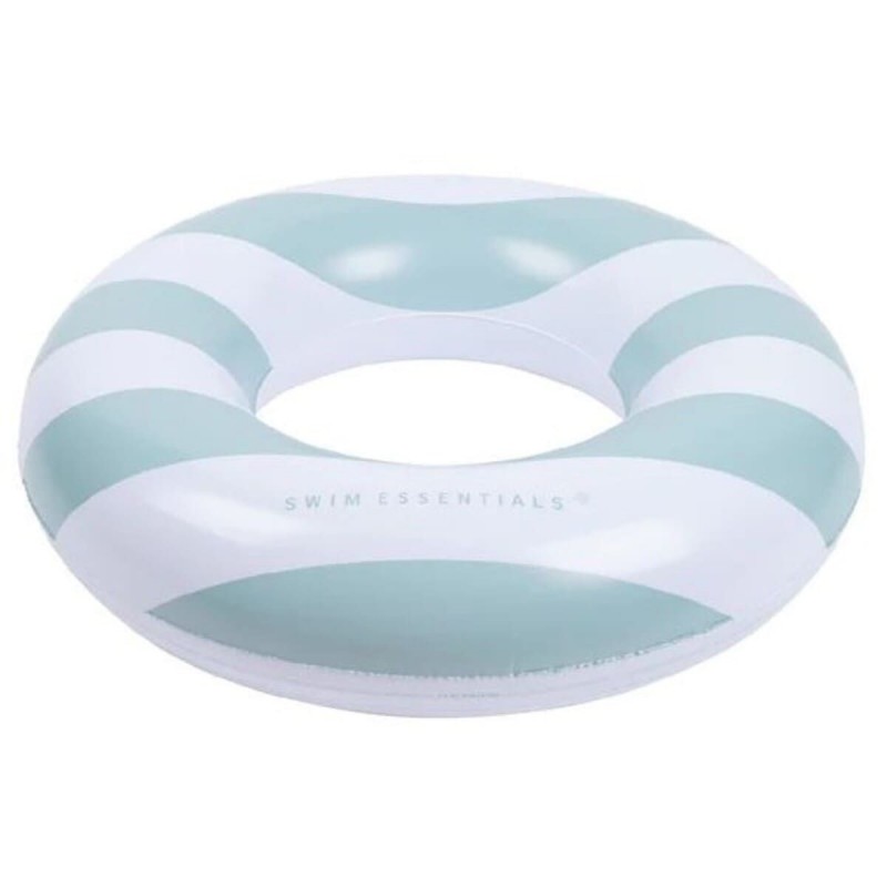 Swim Essentials Napihljiv plavalni obroč, Green White Stripes 90cm
