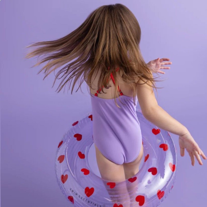 Swim Essentials Otroški plavalni obroč 55cm, Lilac Hearts